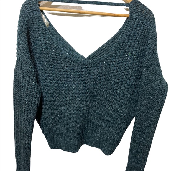 Kaisely Sweaters - ANTHROPOLOGIE KAISELY TEAL WOOL ALPACA BLEND CROPPED KNIT LS SWEATER SZ MEDIUM